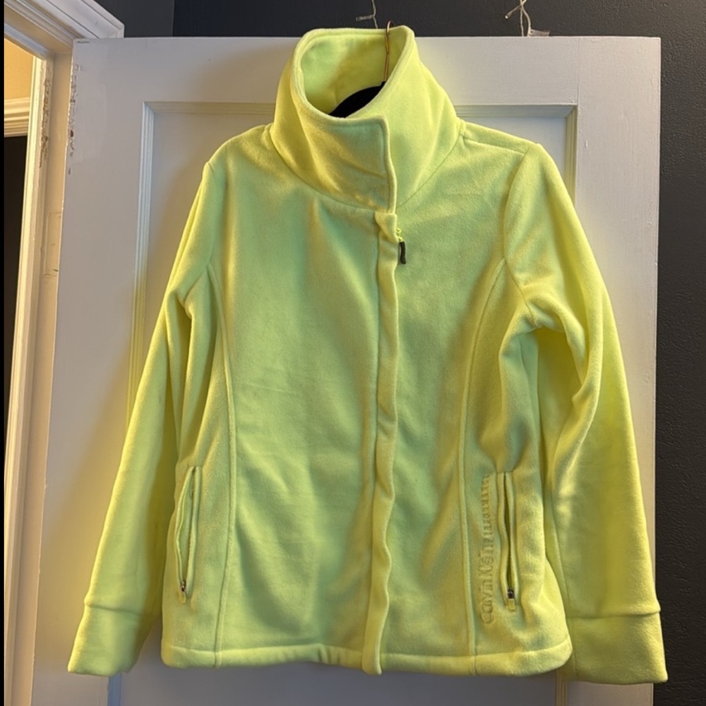 Calvin Klein Performance, L, women’s jacket, neon yellow, full zip, retro 2010